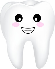 Cute cartoon tooth character. Dental care concept, illustration.