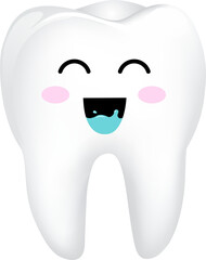 Cute cartoon tooth character. Dental care concept, illustration.