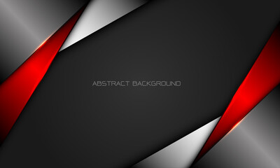 Abstract red silver metallic triangle on grey with blank space design modern luxury futuristic background vector