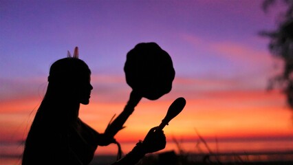 Native American Indian Shaman with shamanic tambourine - shamanic ritual - shaman.