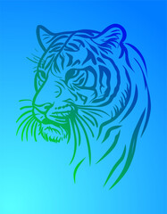 Colored vector  inked style tiger wall art