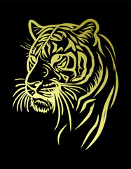 Colored vector  inked style tiger wall art