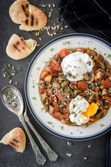 Mushroom Hash With Poached Eggs 