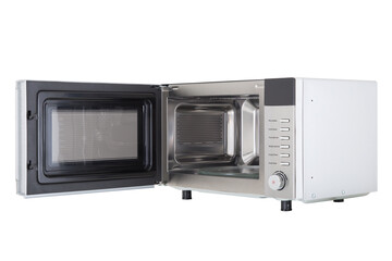 opened microwave isolated on white 