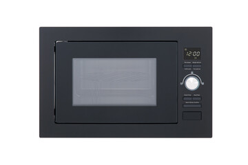 black microwave isolated on white 