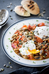 Mushroom Hash With Poached Eggs 