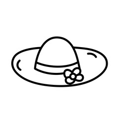 Sun hat summer beach doodle outline icon
