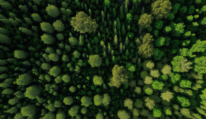 An aerial view of a forest with trees and the word forest on it. Generative Ai