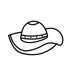 Sun hat summer beach doodle outline icon