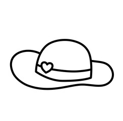 Sun hat summer beach doodle outline icon