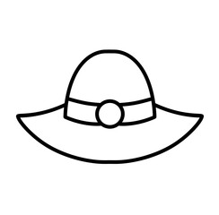 Sun hat summer beach doodle outline icon