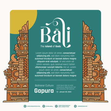 Gapura Indonesia balinese culture layout idea for poster design illustration