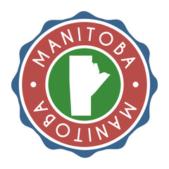 Manitoba, Canada Badge Map Vector Seal Vector Sign. National Symbol Country Stamp Design Icon Label. 