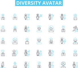 Diversity avatar linear icons set. Inclusivity, Representation, Identity, Equality, Culture, Diversity, Multiculturalism line vector and concept signs. Tolerance,Harmony,Acceptance Generative AI