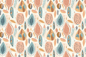 Vintage seamless tile, repetition of shapes, floral pattern, retro design. Generative AI.