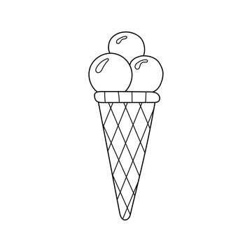 hand drawn vector illustration ice cream in waffle cone