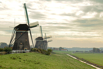 Holländische Landschaft mit Windmühlen