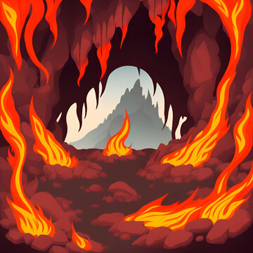 burning cave inspired by rpg games