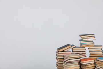 science stack of books in the library on a white background training education