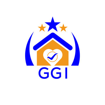 GGI House logo Letter logo and icon. Blue vector image on white background. KJG house Monogram home logo picture design and best business icon. 
