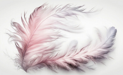 Beautiful abstract soft pink feathers on white background