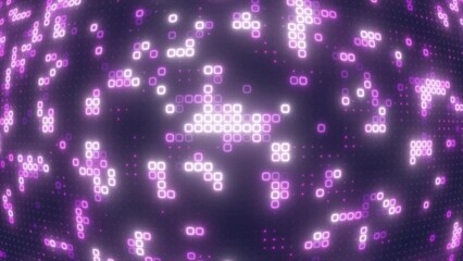 Abstract looping purple energy squares glowing digital particles futuristic hi-tech background, 4k video, 60 fps - Powered by Adobe