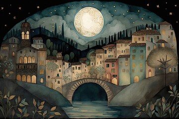 Florence Night Watercolor