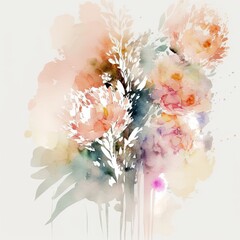 Soft Blooms: An Abstract Watercolor in Faded Colors - V4