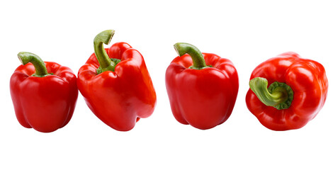 set of red  paprika isolated on white background