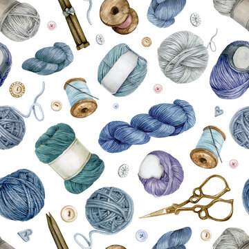 Watercolor Clip Art Hobby Knitting And Crochetingnatural Scandinavian  Colors Brown White Beige Wool Yarn Bottons Cute Clipart Set Collection Of  Hand Drawn Balls Of Yarn For Knitting Stock Illustration - Download Image