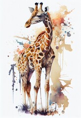 Graceful Giants: A Watercolor Tribute to Giraffes in Karl Martens Style