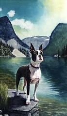 Terrier by the Lake: A Watercolor Painting