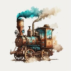 Steam-Powered Contraption in Watercolor Style