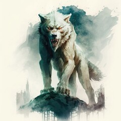 White Werewolf in Watercolor