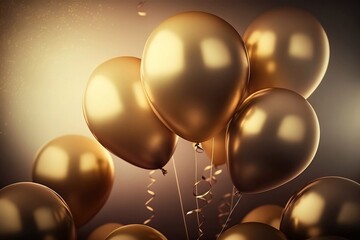 Golden balloons as birthday party decoration