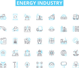 energy industry linear icons set. Renewable, Fossil, Wind, Solar, Hydro, Geothermal, Biomass line vector and concept signs. Coal,Gas,Oil outline illustrations Generative AI
