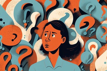 Illustration of a man who has many questions