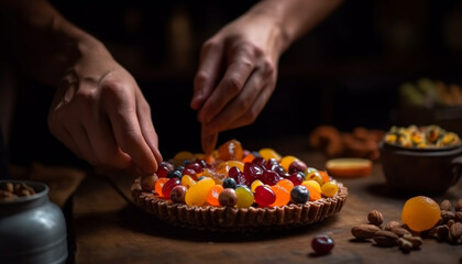 Handmade gourmet candy bowl, a sweet indulgence generated by AI