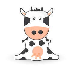 Cute cartoon cow character. Vector illustration.