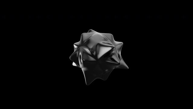 Black ferrofluid deforming organic blob. 3d rendering of abstract animation on aс. Black liquid shape 3D 4K seamless loop