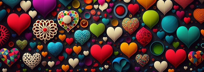 Pattern of hearts as texture and background
