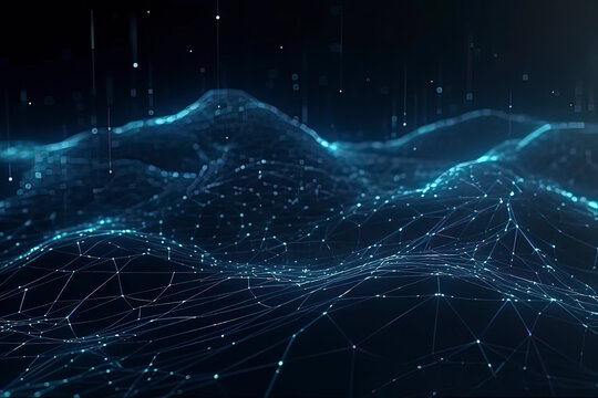 The Wave Technology Space Composed of Dots and Lines. AI technology generated image