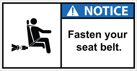 Please fasten your seat belt before the bus departs.label notice