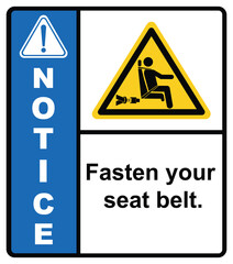 Please fasten your seat belt before the bus departs.label notice.