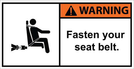Please fasten your seat belt before the bus departs.label warning.