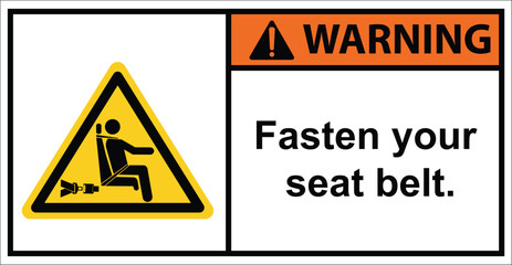 Please fasten your seat belt before the bus departs.label warning.