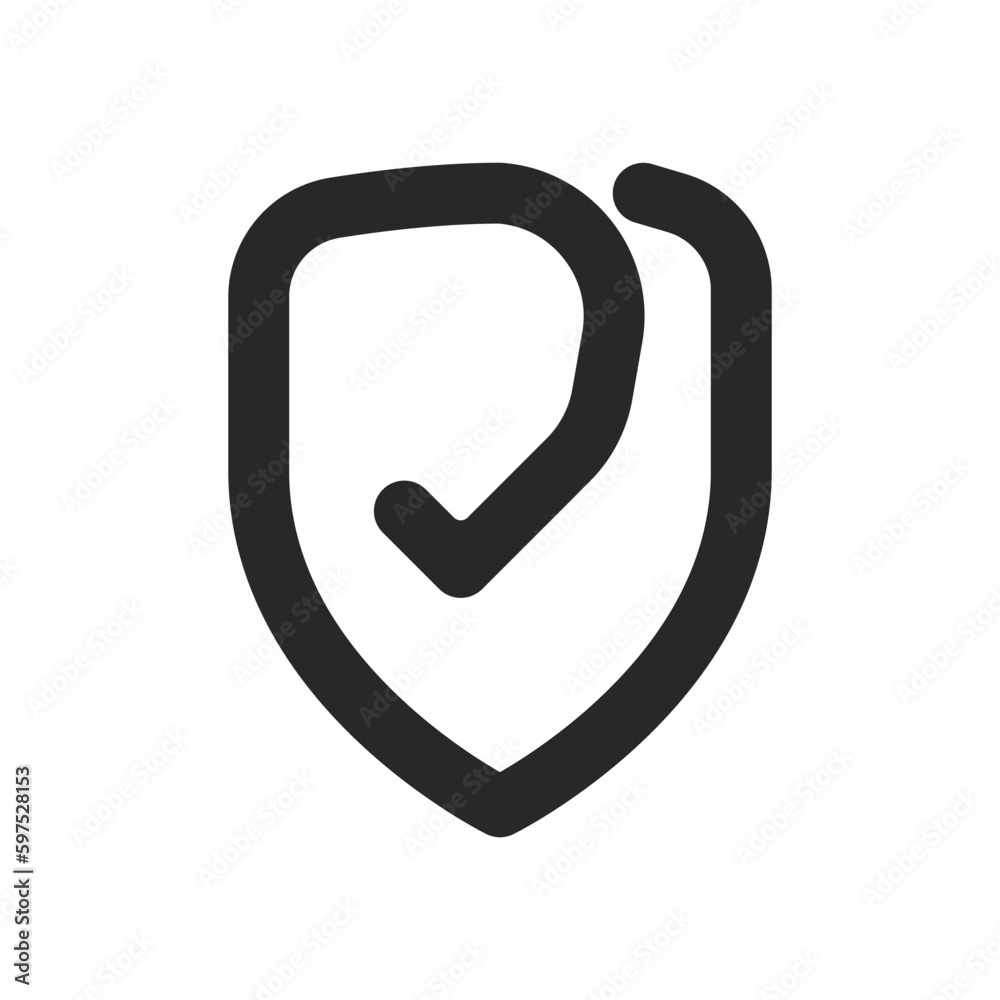 Poster shield with a check mark vector. voting selection icon on shield vector. confirmation protection vec