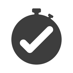 Obraz premium Stopwatch with tick vector. Timer icon with a check mark. Ready vector icon.