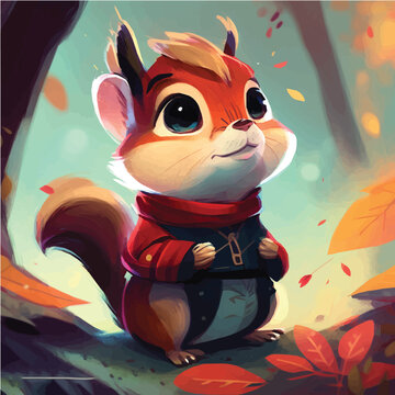 artistic fantasy Chipmunk character, legend, fairy, cartoon, miracle, comic, magic
