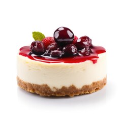 Cheesecake Isolated on White. Generative AI